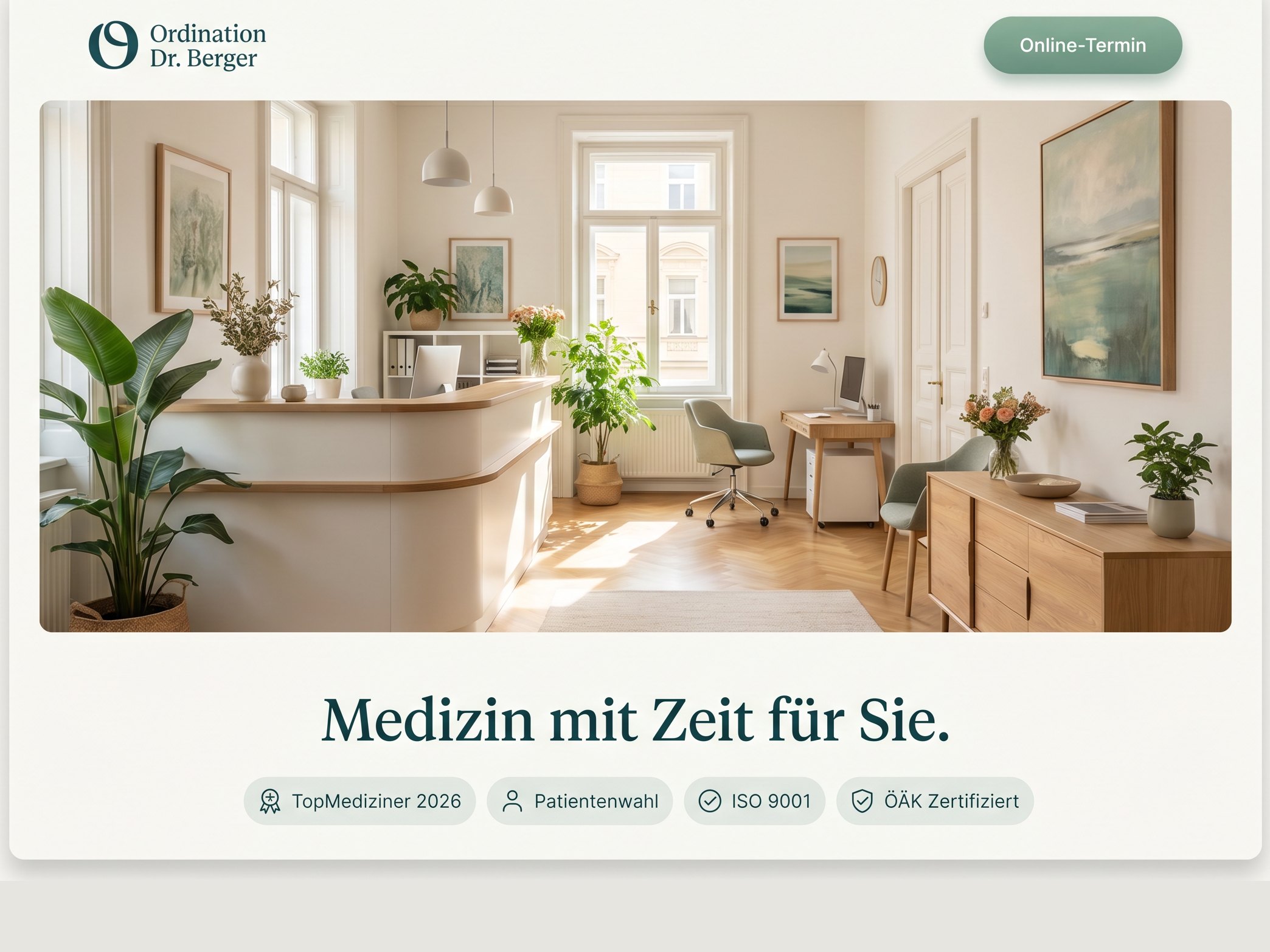 Moderne Website der fiktiven Ordination (Beispiel)