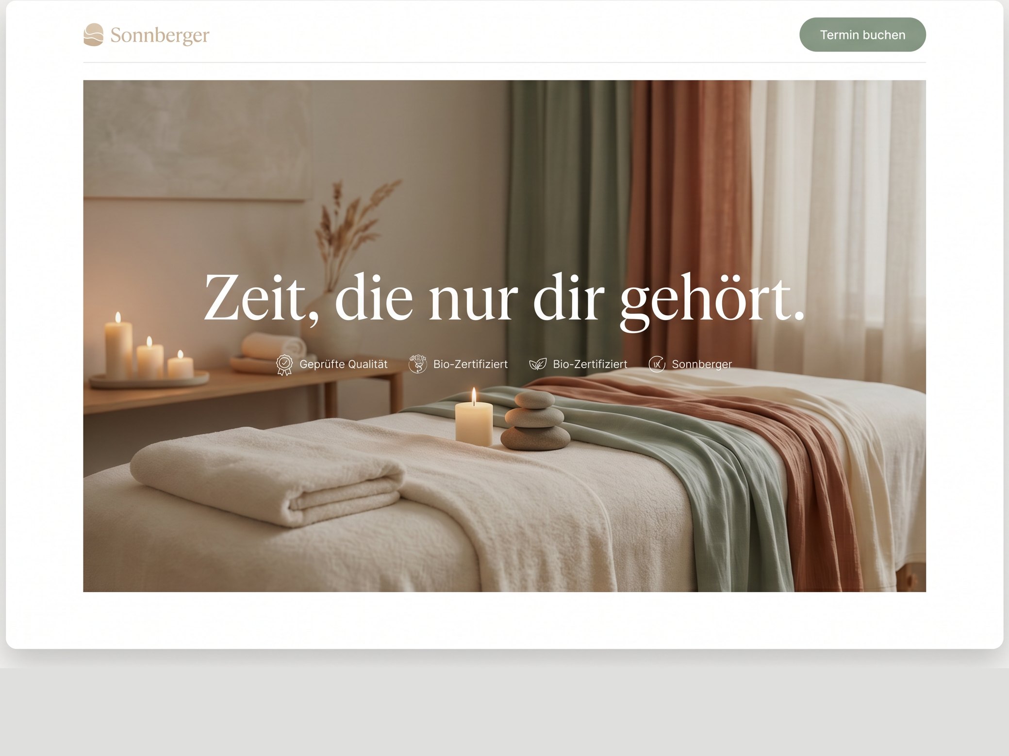 Moderne Website des fiktiven Massagestudios (Beispiel)
